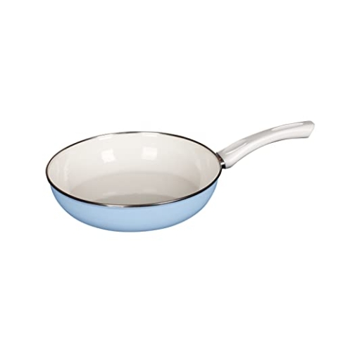 Riess, 0042-032, Ceramicglas Pfanne BLUE 24, NOUVELLE CERAMIC GLAS PFANNEN, Durchmesser 24 cm, Höhe 5.6 cm, Inhalt 1.8 Liter, Emaille, blau, Induktion