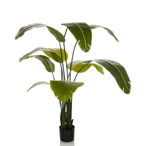 hjh OFFICE Kunstpflanze Banane künstliche Deko Pflanze 170 cm, Pflegeleichte Bananenstaude, Kunstbaum Grün 871051