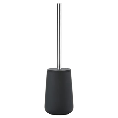 Zone Denmark Nova Toilettenbürste, Klobürste aus Porzellan und Edelstahl, WC Bürste mit Bürstenhalter, Soft-Touch-Beschichtung, Durchm. 10,3 cm, Höhe 37 cm, Schwarz