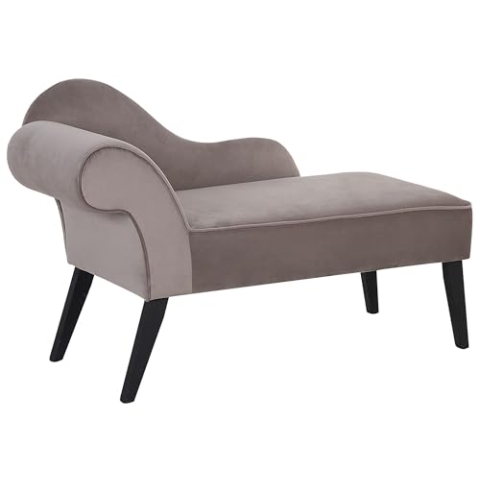 Beliani Moderne Bequeme Chaislongue linksseitig Samtstoff grau Biarritz
