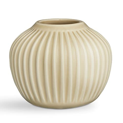 Kähler Vase H13 cm Hammershøi dänisches Design für Blumen Handarbeit, Sand