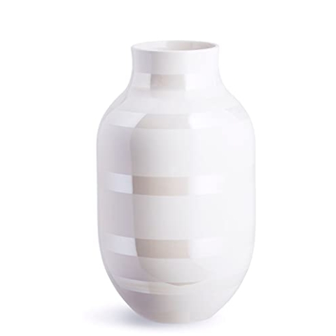 Kähler Vase H31 cm Omaggio Originaldesign mit handgemalte Streifen, Weiss