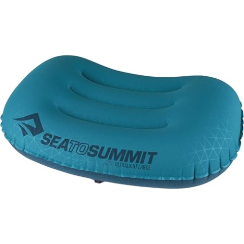 Sea to Summit - Aeros Ultralight Reisekissen L - Konturiert & leicht zum Aufblasen - Polyestergewebe 20D - rutschfest - Ultraleicht für Wanderungen - 44 x 32 x 14cm - Aqua Blue - 70g