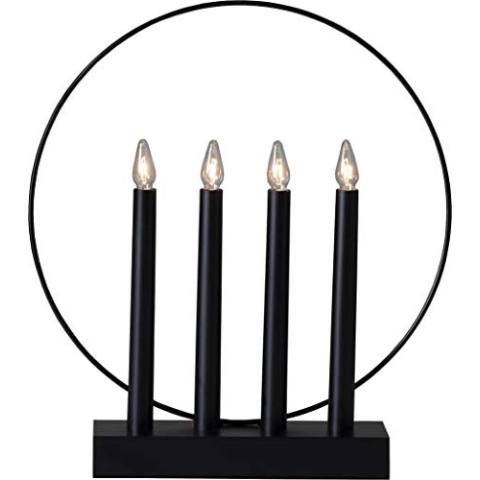 Star Fensterleuchter"Glossy", 4 warmwhite LED, Material: Holz, Farbe: schwarz, ca. 32x35 cm, 644-68