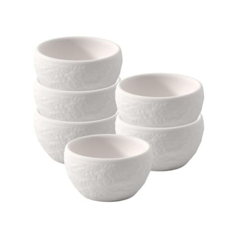 Villeroy & Boch - Manufacture Rock Blanc Eierbecher 6er Set Weiß, Spülmaschinenfest, Matte Schieferoptik, Modernes Design, Als Shotglas/Schnapsglas Verwendbar, Premium Porzellan