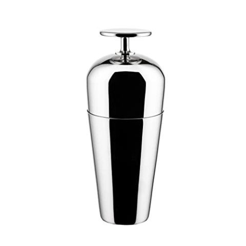 Alessi The Tending Box GIA26 - Parisienne Cocktail Shaker, mit Unteren und Oberen Glas mit Knopf, aus Edelstahl 18/10, 50 cl, Stahl