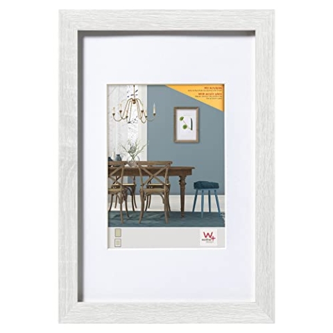 walther design Bilderrahmen weiss 50 x 60 cm mit Kunstglas und Passepartout Fiorito Holzrahmen EFX060W