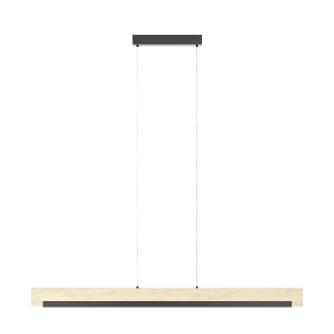 EGLO LED Pendelleuchte Camacho, 1 flammige Hängelampe dimmbar, Hängeleuchte aus Stahl, Holz und Kunststoff, Esstischlampe in Schwarz, Natur, Weiß, Wohnzimmerlampe hängend, FSC Zertifiziert