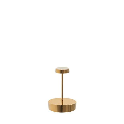Zafferano, Swap Mini Lampe mit Glänzend Goldenem Finish, Wiederaufladbare und Kabellose Tischlampe mit Touch Control, Geeignet für den Innenbereich, Dimmer, 2700 K, Höhe 14,8 cm