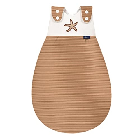 Alvi Baby-Mäxchen Außensack, Schlafsack mitwachsend, Baumwoll Schlafsack mit Strampelfreiheit, Babyschlafsack, Ganzjahresschlafsack (GOTS Starfish, 50/56)