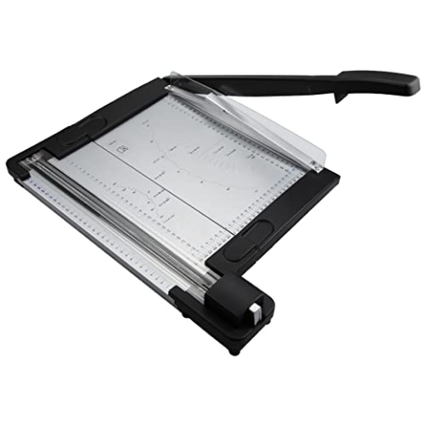 Rayher Papierschneidemaschine, 2 in 1 Gerät, mit Hebel- und Rollenschneider, 54,3 x 39 x 7,8 cm, Schnittlänge max. 320 mm, 69133000, Transparent / Schwarz