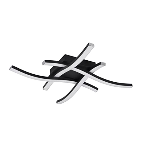 Reality Leuchten LED Deckenleuchte Route R62474432, Metall Schwarz matt, Kunststoff weiß, inkl. 4x 5 Watt LED