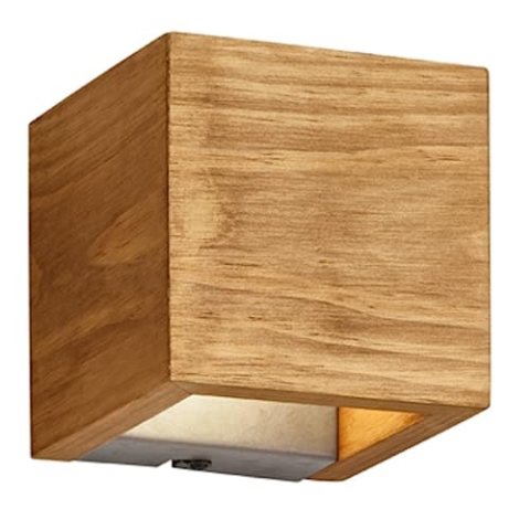 Trio Leuchten LED Wandleuchte Brad 223710130, Metall Nickel antik, Holz, inkl. 4.3 Watt LED, Switch Dimmer, Braun