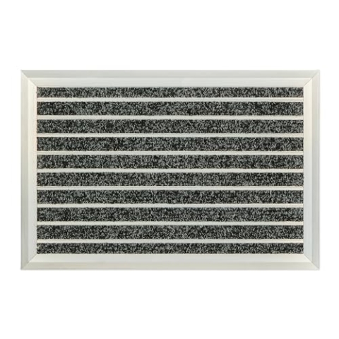 Relaxdays Fußmatte, Aluminium, 60 x 40 cm, rutschfest, Innen-& Außenbereich, wetterfester Türvorleger, Silber/schwarz