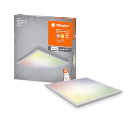 Ledvance Smarte LED Panel Leuchte mit WiFi Technologie für Innen,Lichtfarbe änderbar(3000-6500K),450mmx450 mm,Kompatibel mit Google & Alexa,SMART+PLANON PLUS MULTICOLOR,1 Stück (1er Pack)