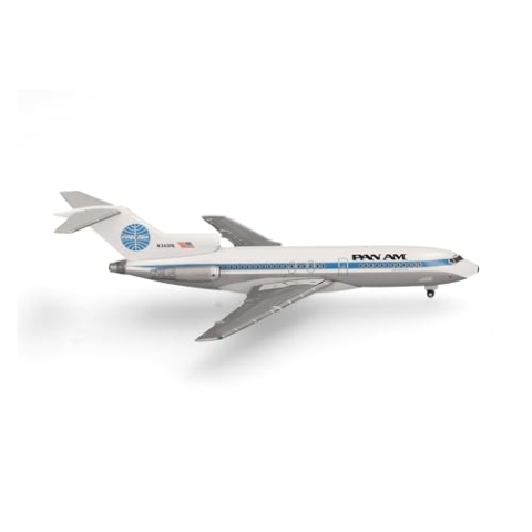 herpa Modellflugzeug Pan Am Boeing 727-100 Miniatur im Maßstab 1:500, Sammlerstück, Modell ohne Standfuß, Metall