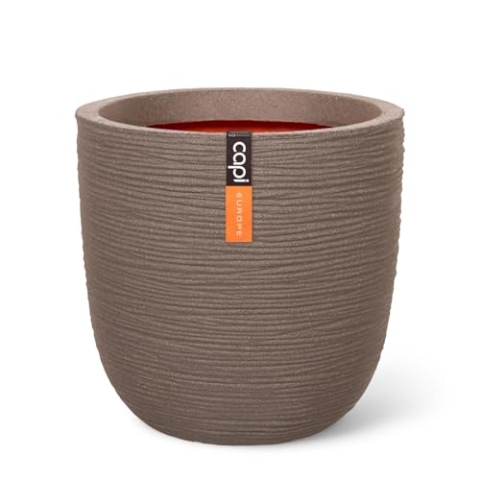 Capi Europe - Blumentopf Kugel Rib NL - 55x53 - Warm Taupe - Öffnung Ø46 - Blumentopf für den Innen- und Außeneinsatz - Bruchsicher - 100% recycelbar - KWTR935