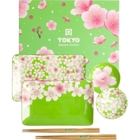 Tokyo Design Studio - Kawaii - Blumen - Sushi Set - 6-teilig - 2 Personen