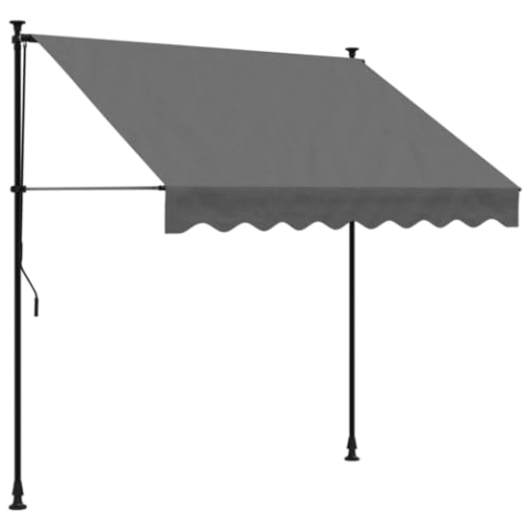 vidaXL Markise, Klemmmarkise Einziehbar, Sonnenmarkise für Balkon Garten Terrasse, Balkonmarkise Einstellbare Höhe, Anthrazit 200x150cm Stoff Stahl