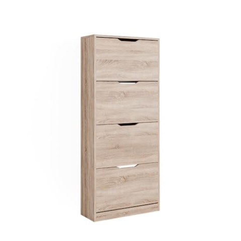 Vicco Schuhkipper Luca, Schuhregal, Sonoma, 59 x 137 cm mit 4 Klappschubladen