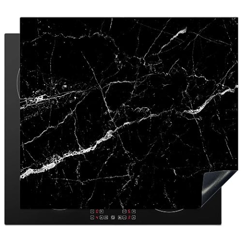 MuchoWow Herdabdeckplatte Ceranfeld Spritzschutz Küche Marmor - Schwarz - Marmoroptik - Weiß - Luxus - Stein 59x52 cm Induktionsherd Abdeckung Induktionskochfeld Ceranfeldabdeckung