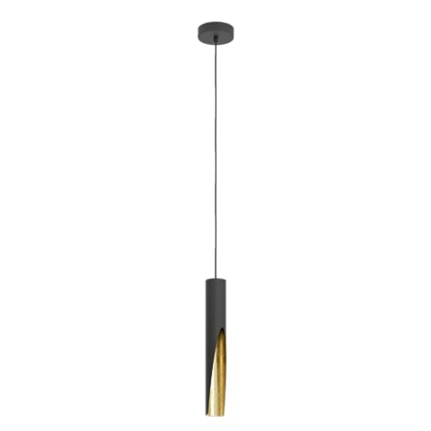 EGLO LED Pendellampe Barbotto, Pendelleuchte über Esstisch mit indirekter Beleuchtung, Hängeleuchte aus Metall in Schwarz und Gold, Hängelampe mit GU10-Leuchtmittel, warmweiß