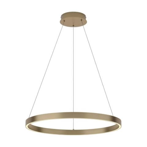 Licht-Erlebnisse LED Kronleuchter rund Ø 60 cm H: max. 120 cm in Messing warmweiß 3000 K 2200 lm hell Modern Lüster Hängelampe Esstisch Hängeleuchte Wohnzimmer