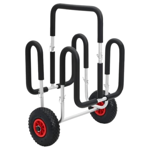 vidaXL SUP Trolley für 2 Surfbretter, Doppel Transportwagen für SUP Board Surfboard, Kanuwagen Bootswagen, 90kg Aluminium