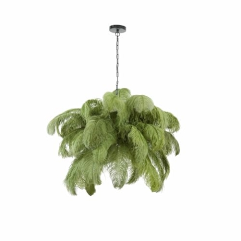 Light & Living Hängeleuchte Feather - Grün - Ø80cm - Rund - Metall - Hängelampe & Pendellampe - Lampe Wohnzimmer & Schlafzimmer - Pendelleuchte Esstisch