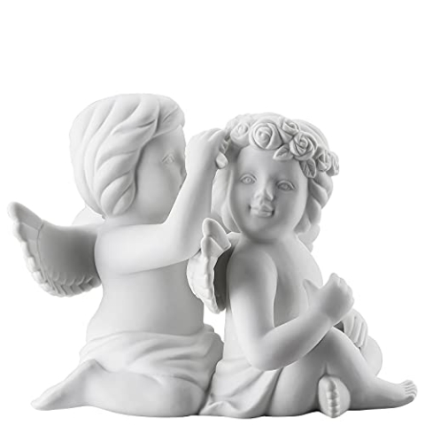 Rosenthal Engel Gross Weiss matt Engelpaar mit Blumen