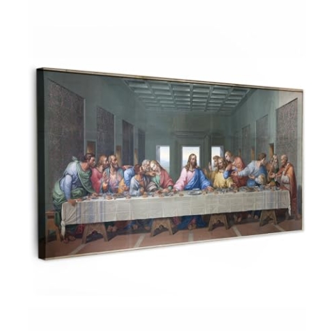 MuchoWow Leinwand Bilder, Einzigartige Wanddeko mit Rahmen, Das letzte Abendmahl - Leonardo da Vinci, Wandbilder Wohnzimmer, Deko Schlafzimmer 80x40 cm