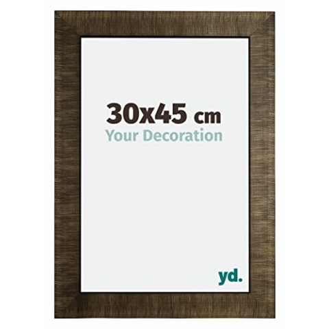 yd. Your Decoration - Bilderrahmen 30x45 cm - Champagner Gebürstet - Bilderrahmen aus Holz mit Acrylglas - Antireflex - 30x45 Rahmen - Leeds