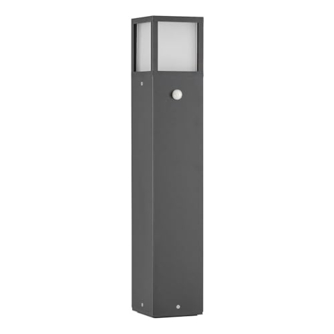 Lucande Außenleuchte Dewari mit Bewegungsmelder (spritzwassergeschützt (Modern) in Alu aus Aluminium (1 flammig, E27) - Wegeleuchte Pollerleuchte Wegelampe Sockelleuchte