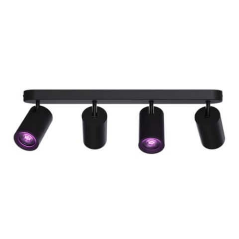 CALEX WLAN LED Deckenlampe, 4 Flammig Spot, Innen Deckenleuchte Schwenkbar, Steuerbar via App, kompatibel mit Amazon Alexa, Oval, Schwarz