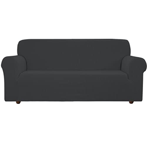EBETA E Elastisch Sofa Überwürfe Sofabezug, Stretch Sofahusse Sofa Abdeckung Hussen für Sofa, Couch, Sessel 3 Sitzer (Dunkelgrau, 185-235 cm)