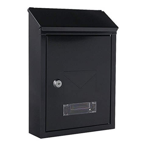 Rottner Udine Briefkasten Schwarzgrau Stahl Zylinderschloss 2 Schlüssel Sichtfenster Namensschildhalter beidseitiger Einwurf inkl. Befestigungsmaterial