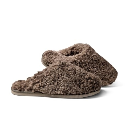Fellhof Lammfell Pantoffeln TRENDY Teddy Rutschfester Sohle, mit kuscheligem Teddy-Lammfell für Damen und Herren, (Braun, 40/41)