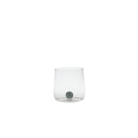 Zafferano Bilia Glasbecher - Handgemachtes Borosilikatglas, Verziert mit bunter, farbiger Glaskugel im Inneren, cl 44 h 90mm d 88mm - Set 6 Stück (Grau)