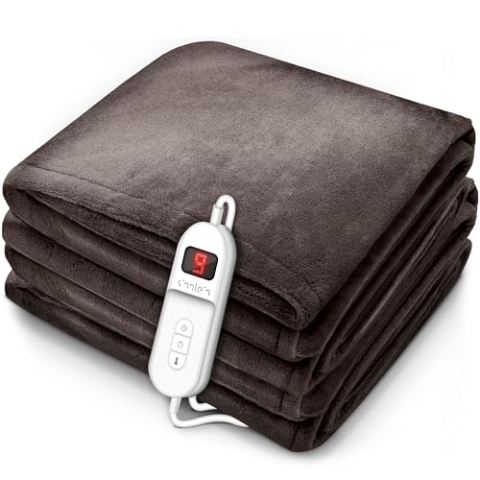 sinnlein® Heizdecke aus Plüsch 200 x 180 cm | elektrische Wärmedecke mit Abschaltautomatik | Kuscheldecke | Timerfunktion | 9 Temperaturstufen | waschbar bis 40°C | Digitalanzeige