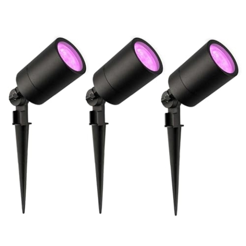 Ledvion - 3X RGBWW LED Strahler, Schwarz, IP65, 5W, RGBWW, 2 Meter Kabel, LED Strahler, Außen Garten Spot