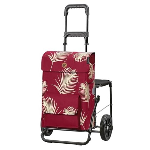 ANDERSEN Einkaufstrolley - Komfort Shopper Signe rot 51 L Einkaufswagen, stilvoll, wasserabweisend, klappbar, mit Sitz, multifunktional