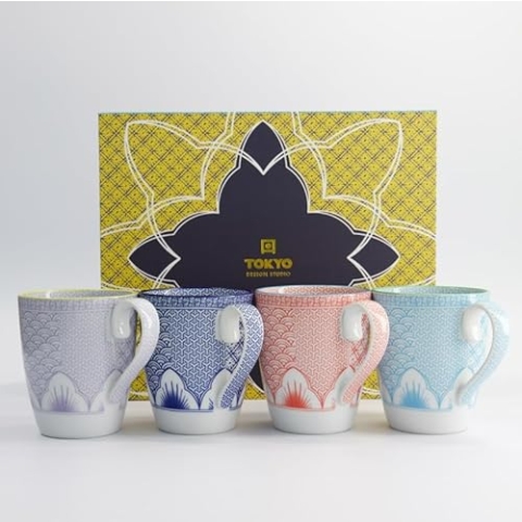 TOKYO DESIGN STUDIO - Lily Flower 4pcs Mug Geschenkset 8.8 x10.5cm 350ml 21709 26A 1/6