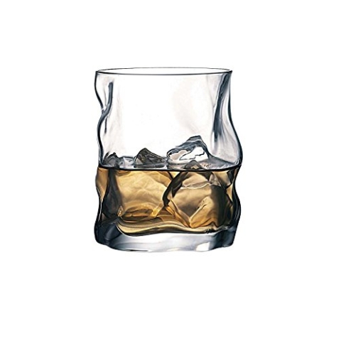 Bormioli Rocco Sorgente Doppelwhiskygläser - Moderne Zerfurchter Wasser-Saft-Cocktail Tumblers - 420ml - Packung mit 6