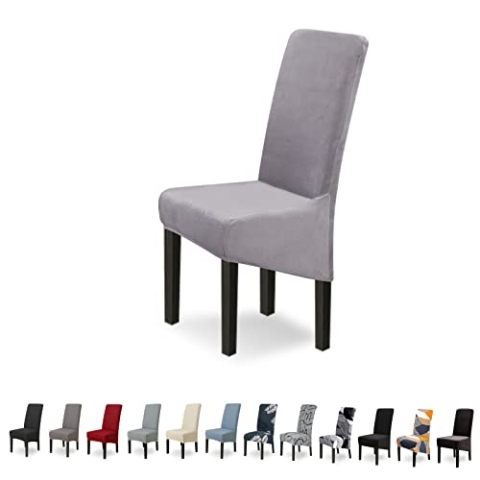 Lydevo Stuhlhussen XL 4er Set Stretch Stuhlhussen Schwingstühle XL für Esszimmerstühle Spandex Universal-Stuhlbezug Large Dining Chair Schonbezüge für Stuhl Esszimmer Hotel Bankett,Grigio Argento