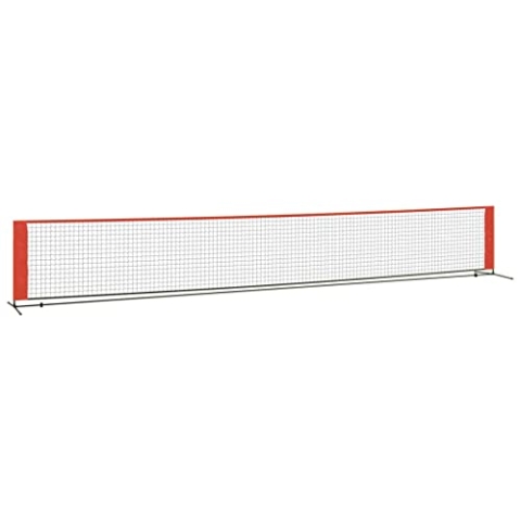 vidaXL Tennisnetz, Badmintonnetz 600cm, Faltbares Tragbares Federballnetz für Garten, Set bestehend aus Netz Stahl-Gestell Tragetasche, Schwarz Rot Polyester