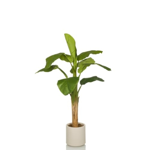 hjh OFFICE Kunstpflanze Banane I 150 cm Künstliche Deko Pflanze, Pflegeleichte Bananenpflanze, Kunstbaum für Wohnzimmer Schlafzimmer Büro