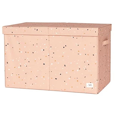 3 Sprouts Spielzeugkiste mit Deckel – Aufbewahrungsbox für Kinderzimmer, Spielzeugtruhe und Spielzeugbox für Kinder - Terrazzo Ton