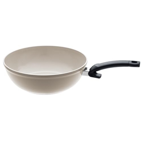 Fissler Ceratal/Aluminium-Wok (Ø 30 cm, 5,2 L) Keramik-Bratpfanne beschichtet antihaftend, hoher Rand, Made in Germany – Induktion, Grau