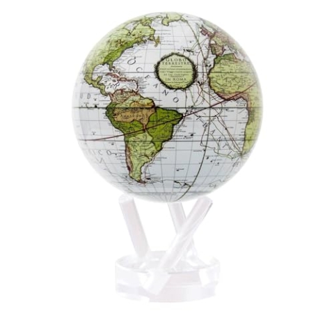 MOVA Globus Cassini Globe White 6" mit Sockel, solarbetriebener rotierender Globus, einzigartiges Geschenk und Heim- oder Schreibtischdekoration für Männer, Frauen, Kinder