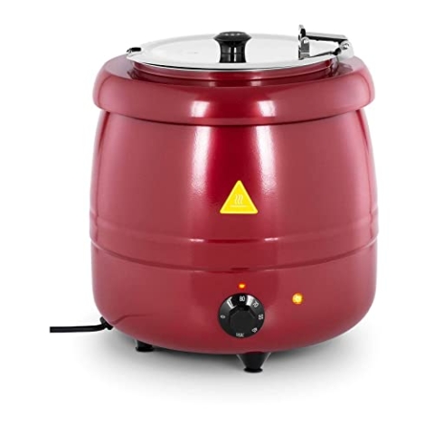 Royal Catering RCST-9404 Suppentopf 10 L Stahl rot beschichtet Edelstahl 400 W Suppentopf elektrisch Suppenkessel